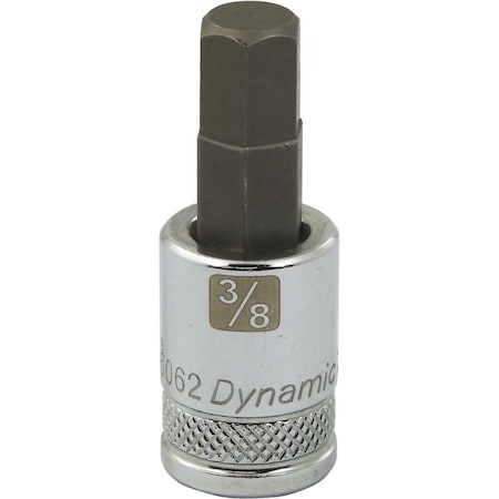 Dynamic Tools 3/8" Drive SAE Hex Head, 3/8" Bit Standard Length, Chrome Socket D006062